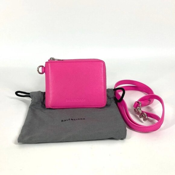 BALENCIAGA 659224 Compact wallet With logo strap Zip Around Folded wallet - Picture 1 of 13